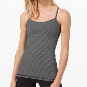 Lululemon White/Black Stripped Power Y Tank Size 6